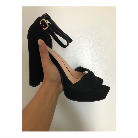 Black Suede Heels - Picture 2 of 7